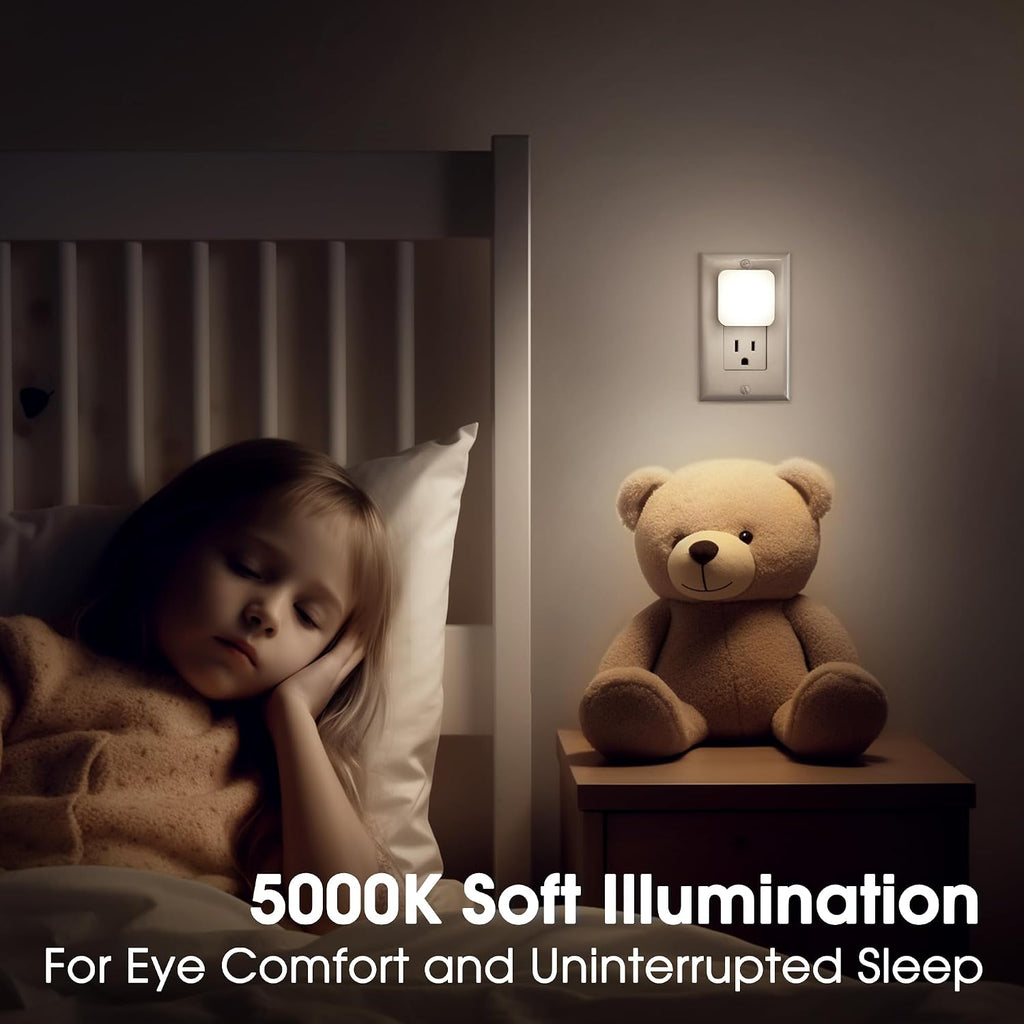 LED Night Lights Plug into Wall, Nightlights With Light Sensor Dusk to Dawn, 0.3W Square Plug in Night Light for Kids, 5000K Cool White…