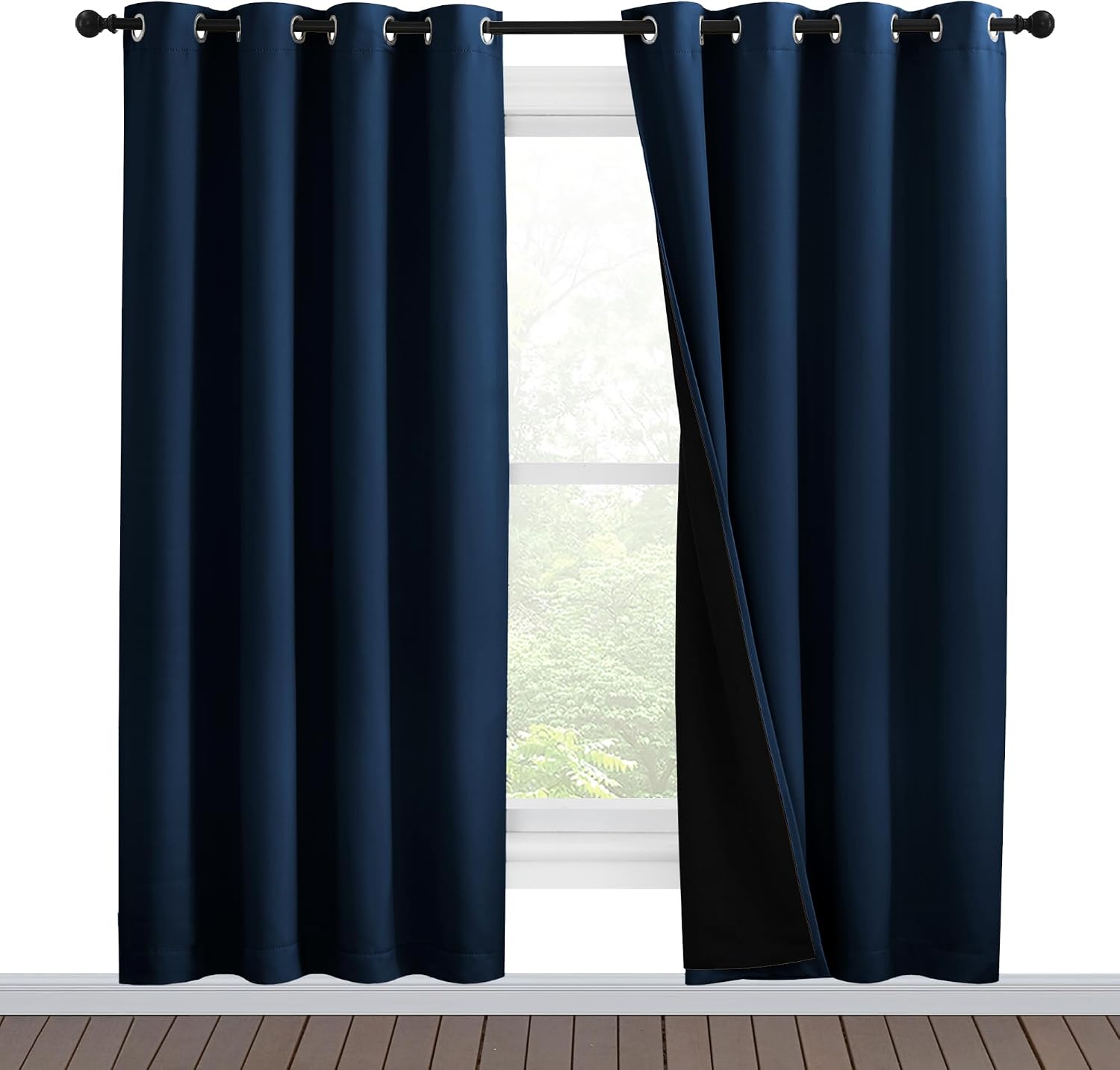 Nicetown Moroccan Blue Full Shade Curtain Panels, Pair of Energy Smart & Noise Blocking Out Blackout Drapes for Dining Room Window, Thermal…