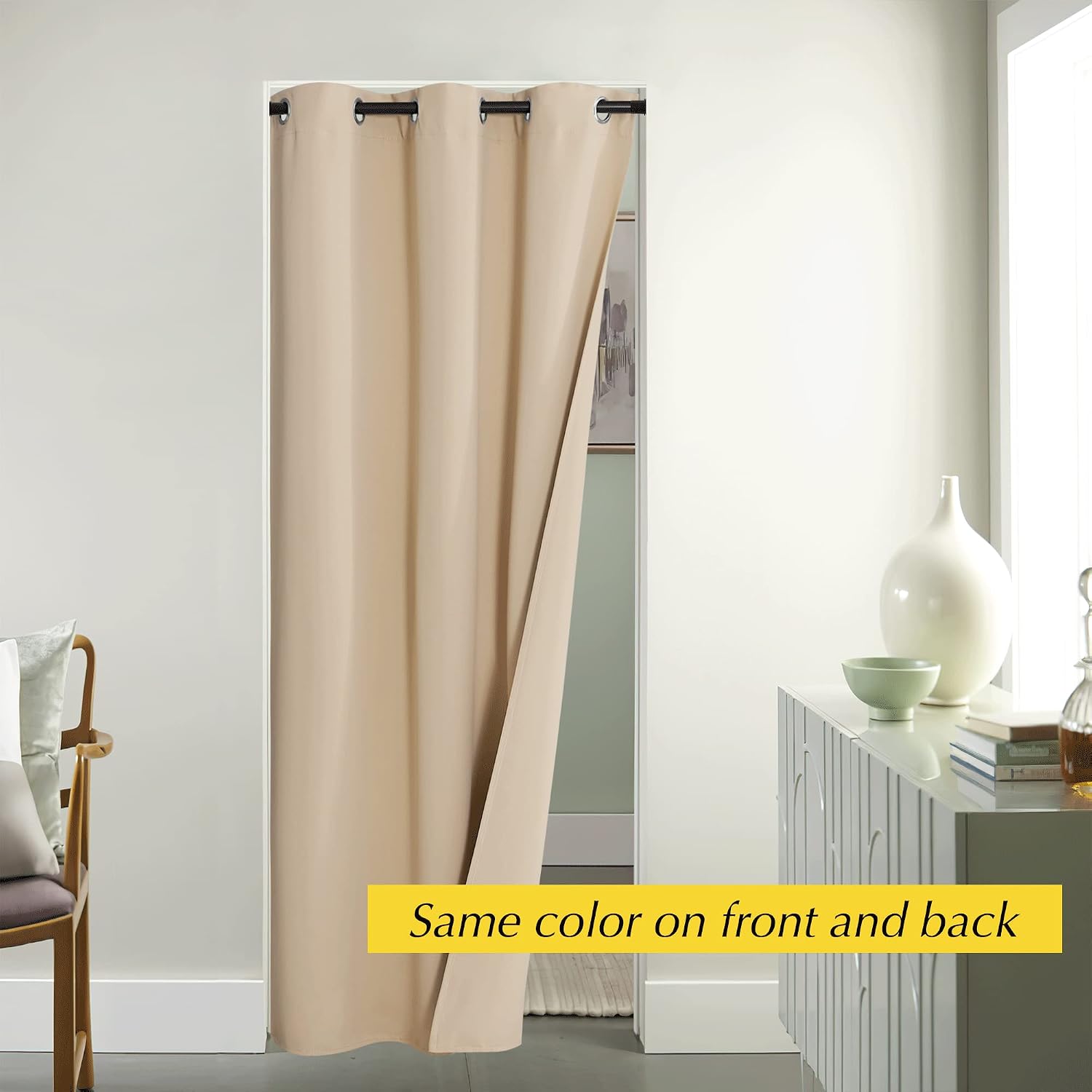 Nicetown Temporary Door Window Curtain, Privacy Doorway Curtain for Room Divide Grommet Portable Closet Thermal Insulated Accordian Door Cu…