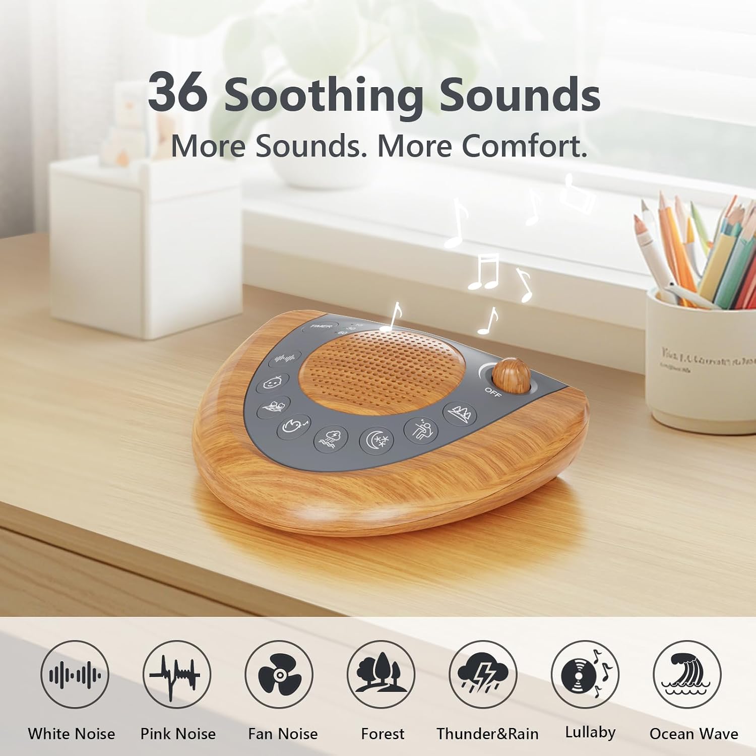 Sleep Sound Machine, Portable Battery Powered Noise Machine with 36 Soothing Sounds, USB Charger, Auto-Off Timer, Adjustable Volume…