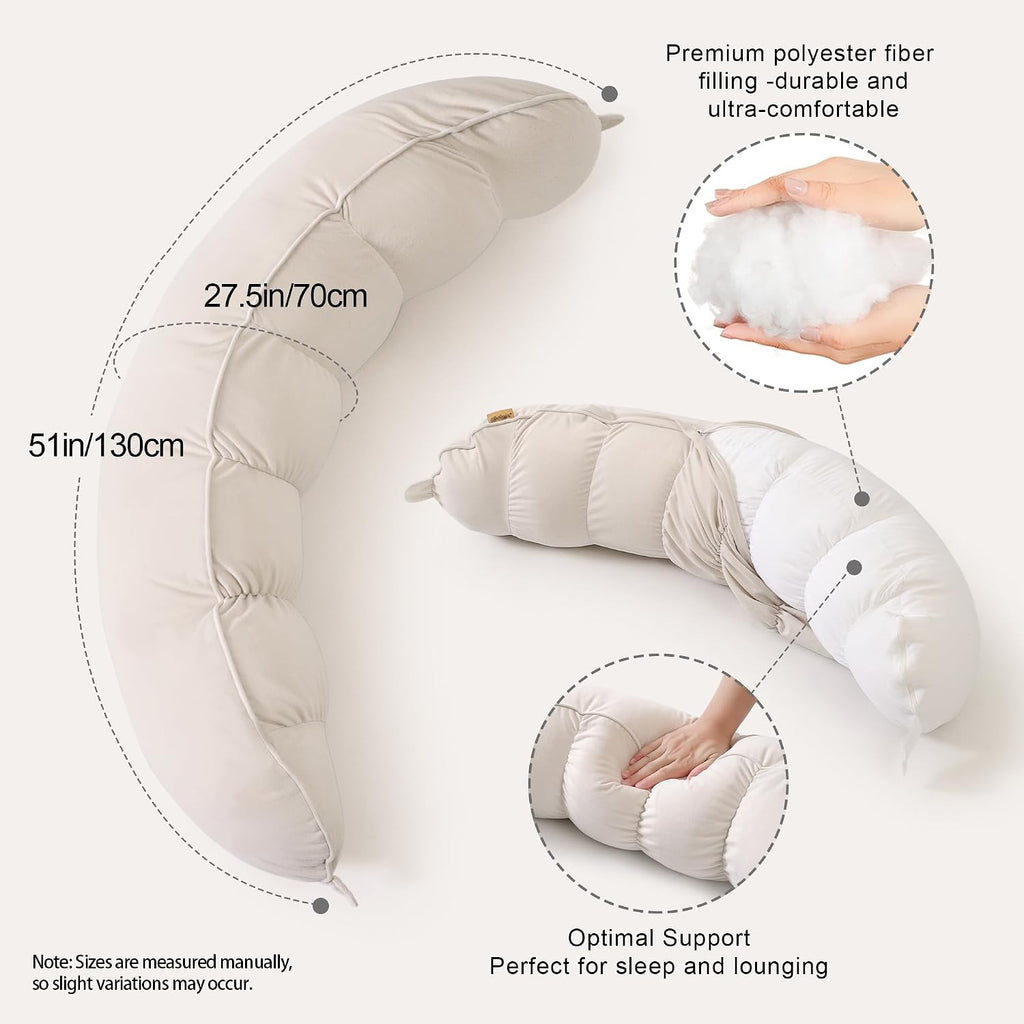 Peallow(Pat. Pend) – Long Round Body Pillow for Adults, Bolster Pillow for Sleeping, Soft and Supportive Pillow for Sleeping & Lumbar…