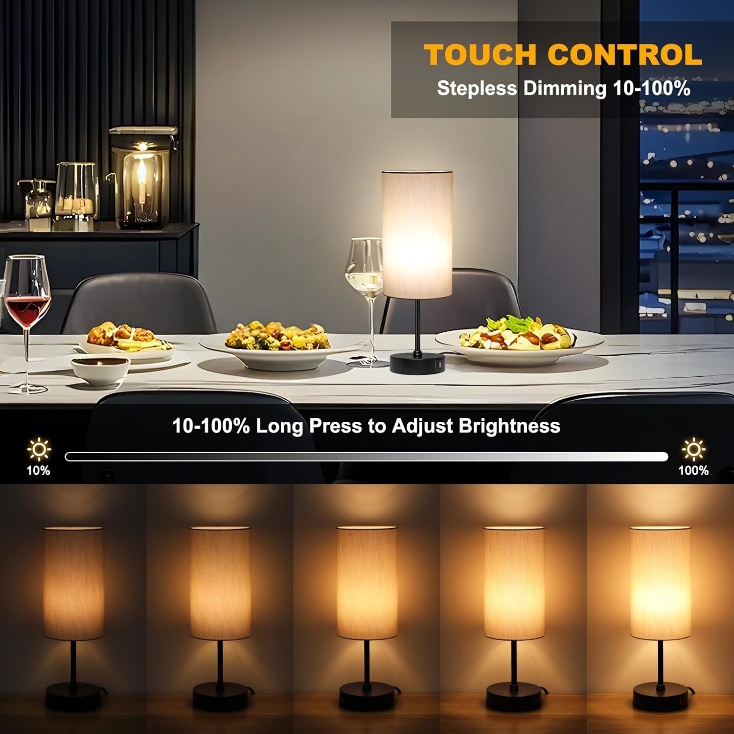 Unicozin 17Inch Table Lamp for Bedroom, Touch Control Bedside Lamp for Reading, 3 CCT & 7 RGB Color Changing, Dimmable Nightstand Lamp…