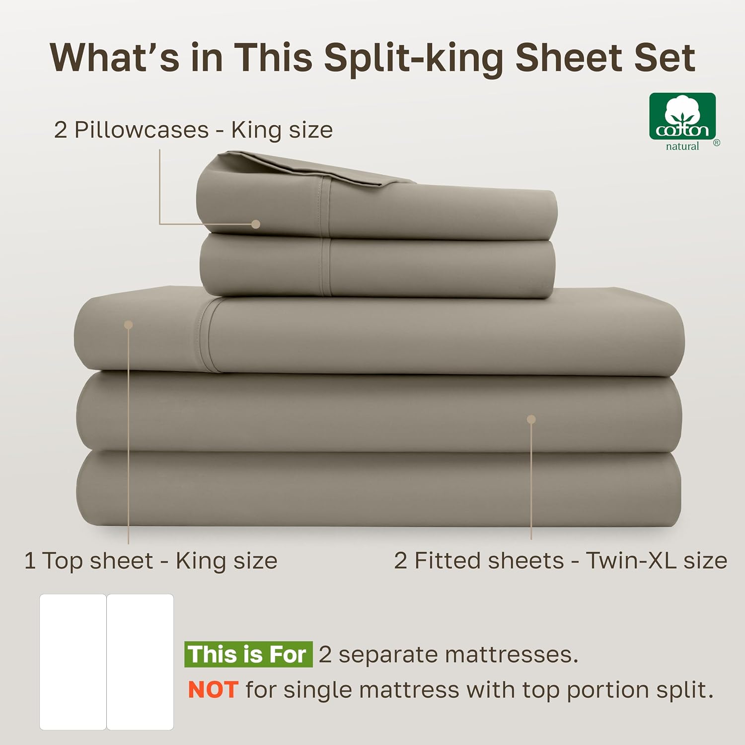 CaliforniaDesignDen California Design Den Soft 100% Cotton Bed Sheets Split King Set, 400 TC Good Housekeeping Award Winner, Silky Smooth S…