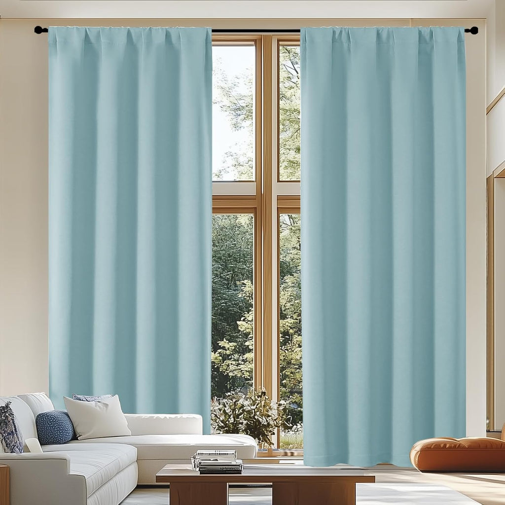 Simplebrand Ava Blackout Curtains for Patio 108 Inches Long 2 Panels Set, Solid Thermal Insulated Room Darkening Rod Pocket Window Treatmen…