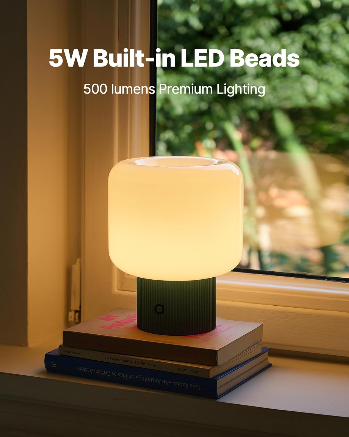MAGCHARM Halo Mushroom Lamp, 5W Cute Cordless Rechargeable Table Lamp with Glass Shade, 3 Color Temps LED Dimmable Ambient Lighting…