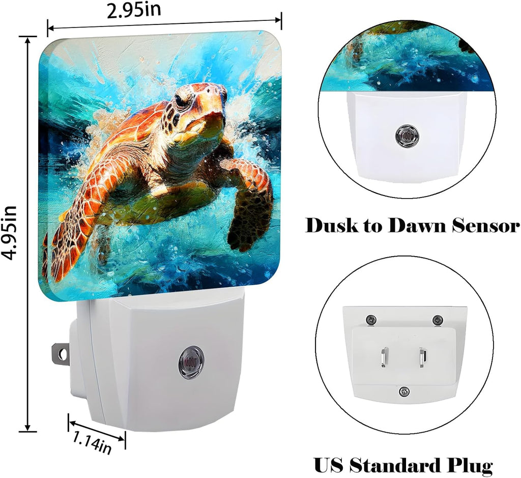 Sea Turtle Night Light, Plug-in Nightlights Auto Sensor Night Lamp Dusk-to-Dawn Lamp Home Decor for Nursery Children Girls Boys