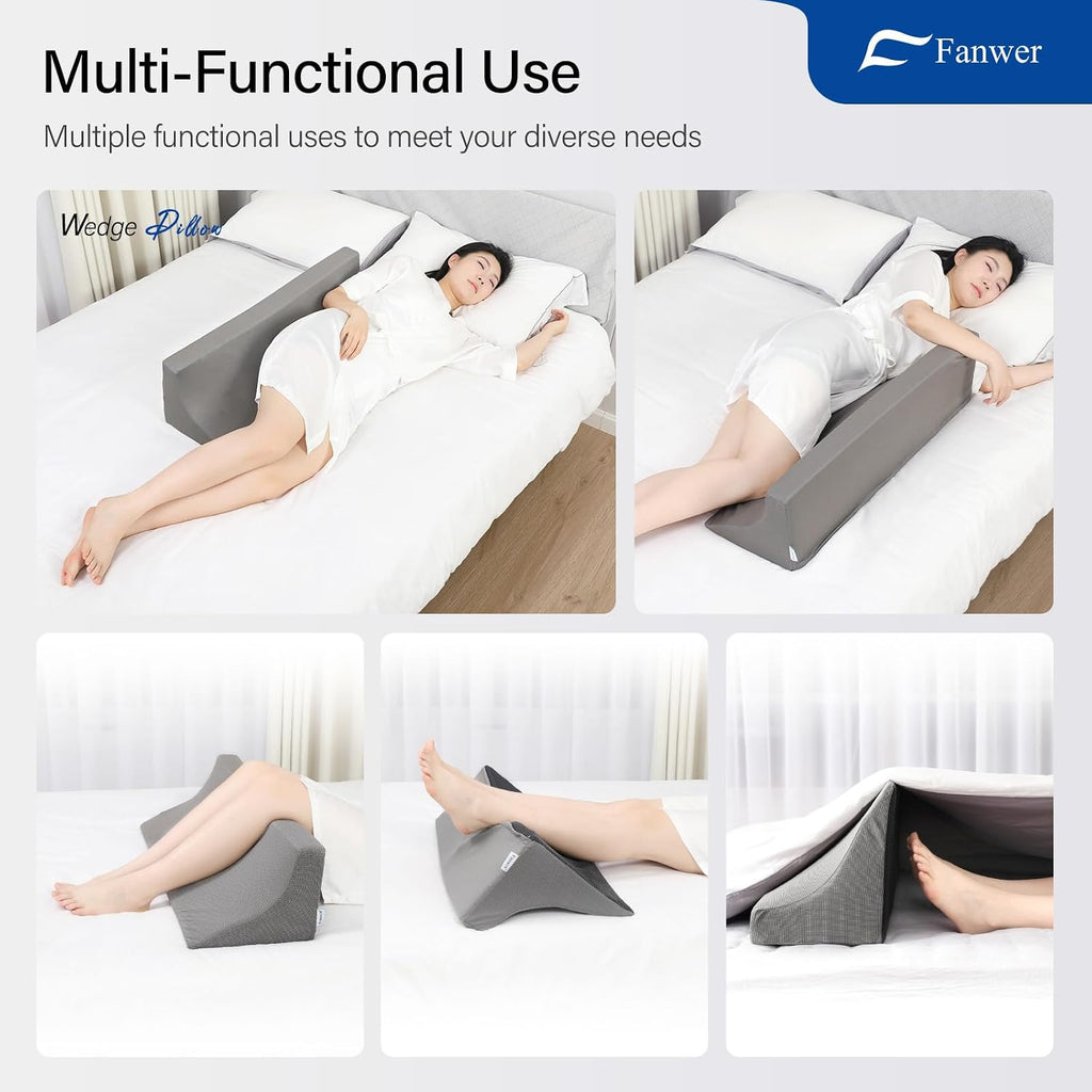 Fanwer 34.2in Wedge Pillow for Sleeping, Bed Wedge Pillows for After Surgery Body Positioners, Triangle Foam Wedge Pillow for Side Sleeping, f…