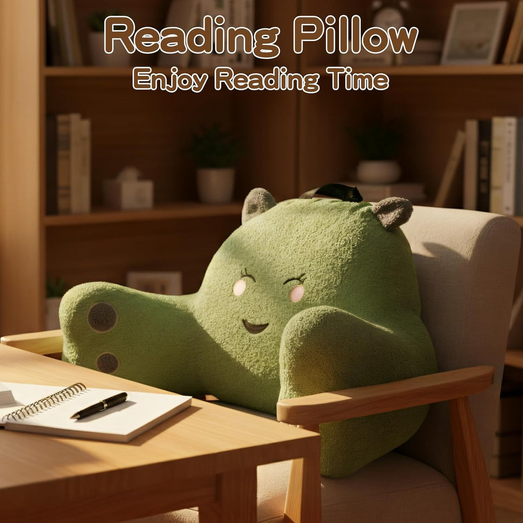 Ajicong Reading Pillow for Sitting in Bed Couch Teens/Adult, Back Rest Pillow for Sitting Up in Bed with Shredded Memory Foam, Includes Arm…