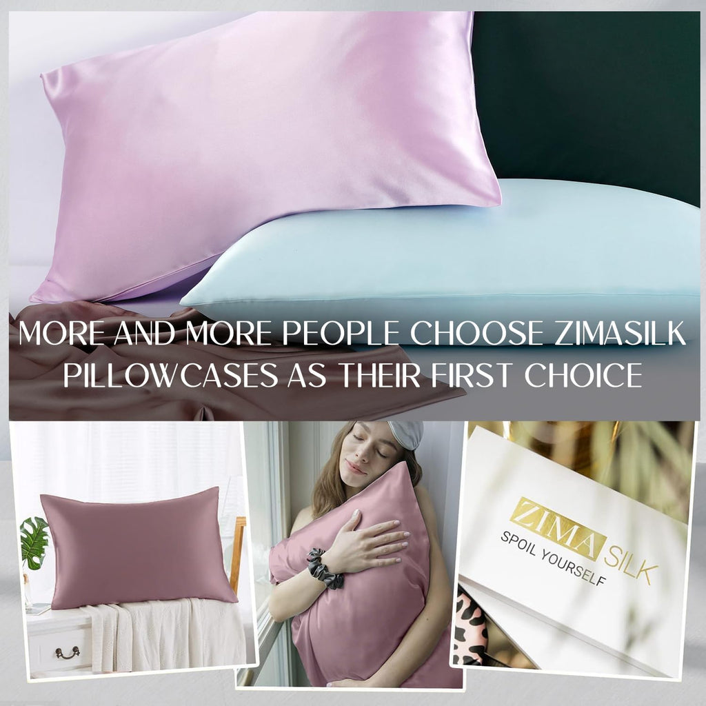 Zimasilk 100% Pure Mulberry Silk Pillowcase for Hair and Skin everyday comfort, Soft and Smooth, Both Sides Grade 6A Silk,600 Thread…