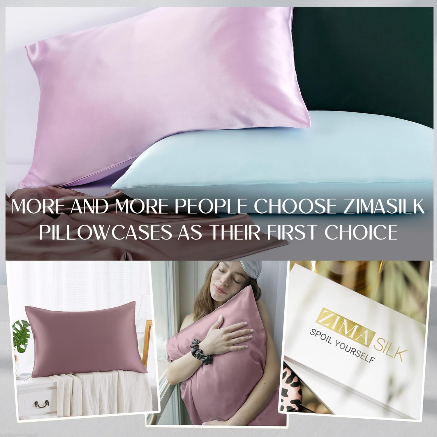 Zimasilk 100% Pure Mulberry Silk Pillowcase for Hair and Skin everyday comfort, Soft and Smooth, Both Sides Grade 6A Silk,600 Thread…