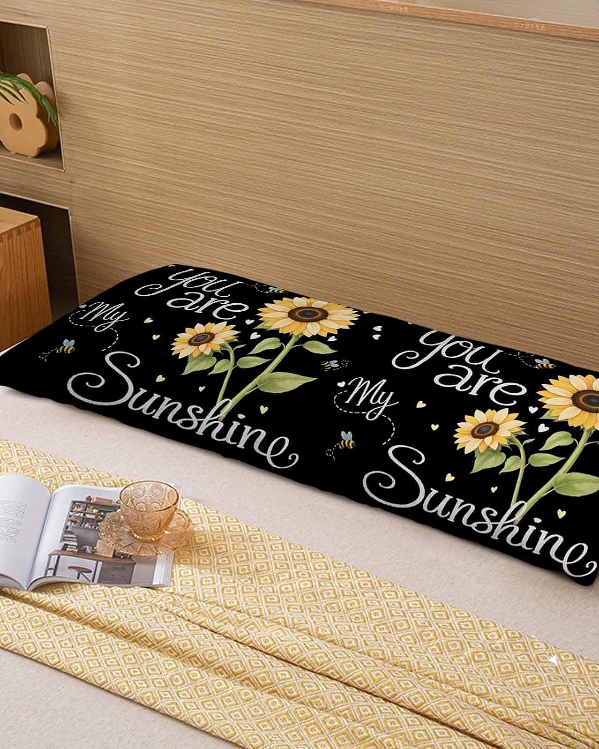 Rgaienmelw You Are My Sunshine Body Throw Pillow Covers 20x54 Inches, Rectangle Decorative Pillowcase with Zipper, Yellow Sunflowers C…