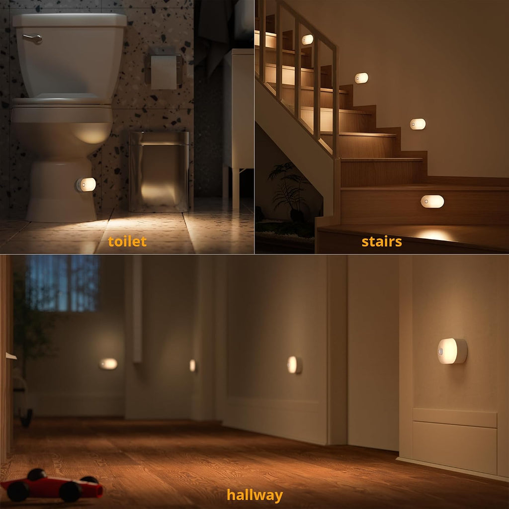 Lyridz Rechargeable Battery Night Light with Motion Sensor, Portable Mini Warm White LED Stick-on Closet Light, Adjustable Brightness for B…