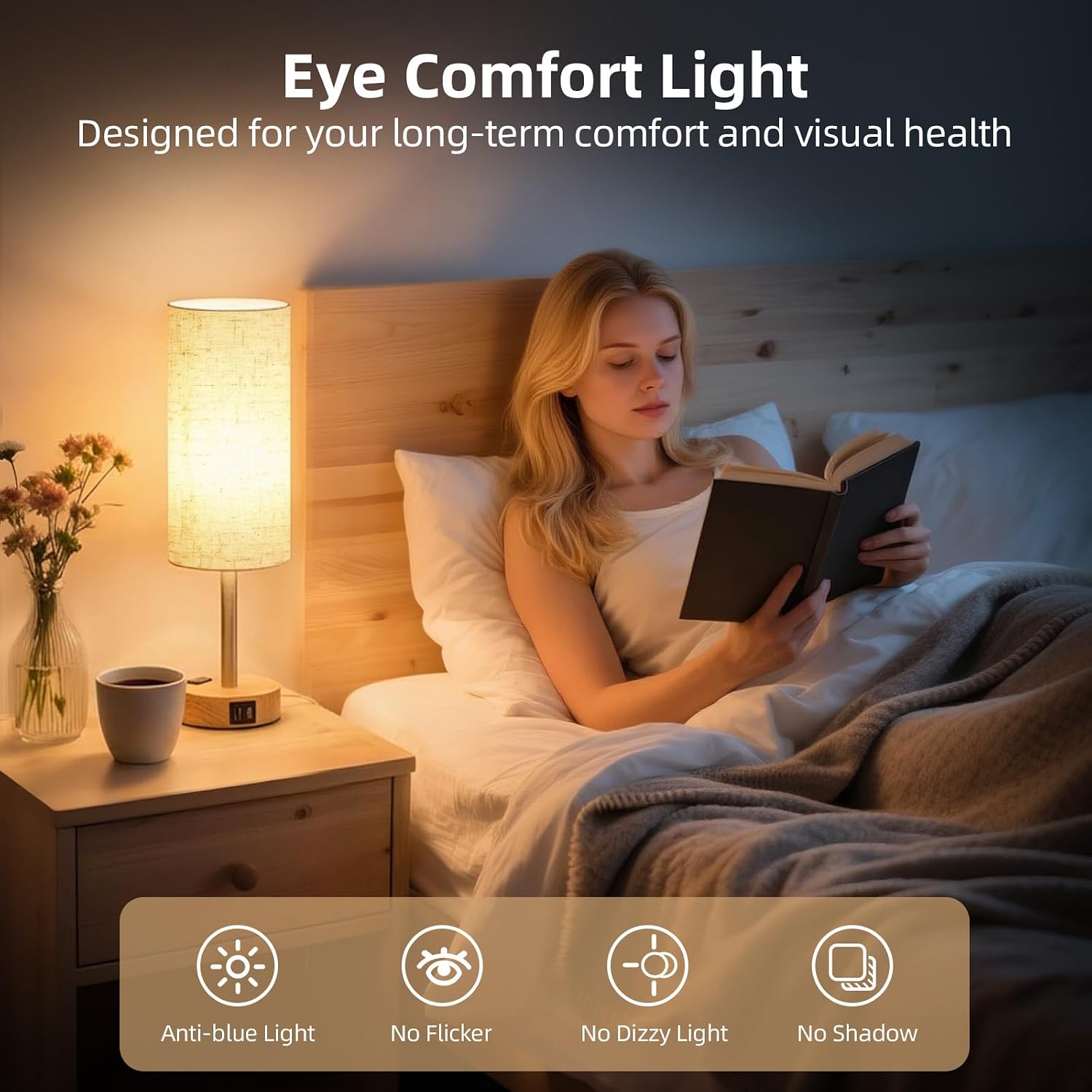 Fitfull 2-Pack Table Lamps, High-Sensitivity Touch, 3-Level Dimmable Bedside Lamp with AC Outlet | USB | and USB-C, Ideal Nightstand…