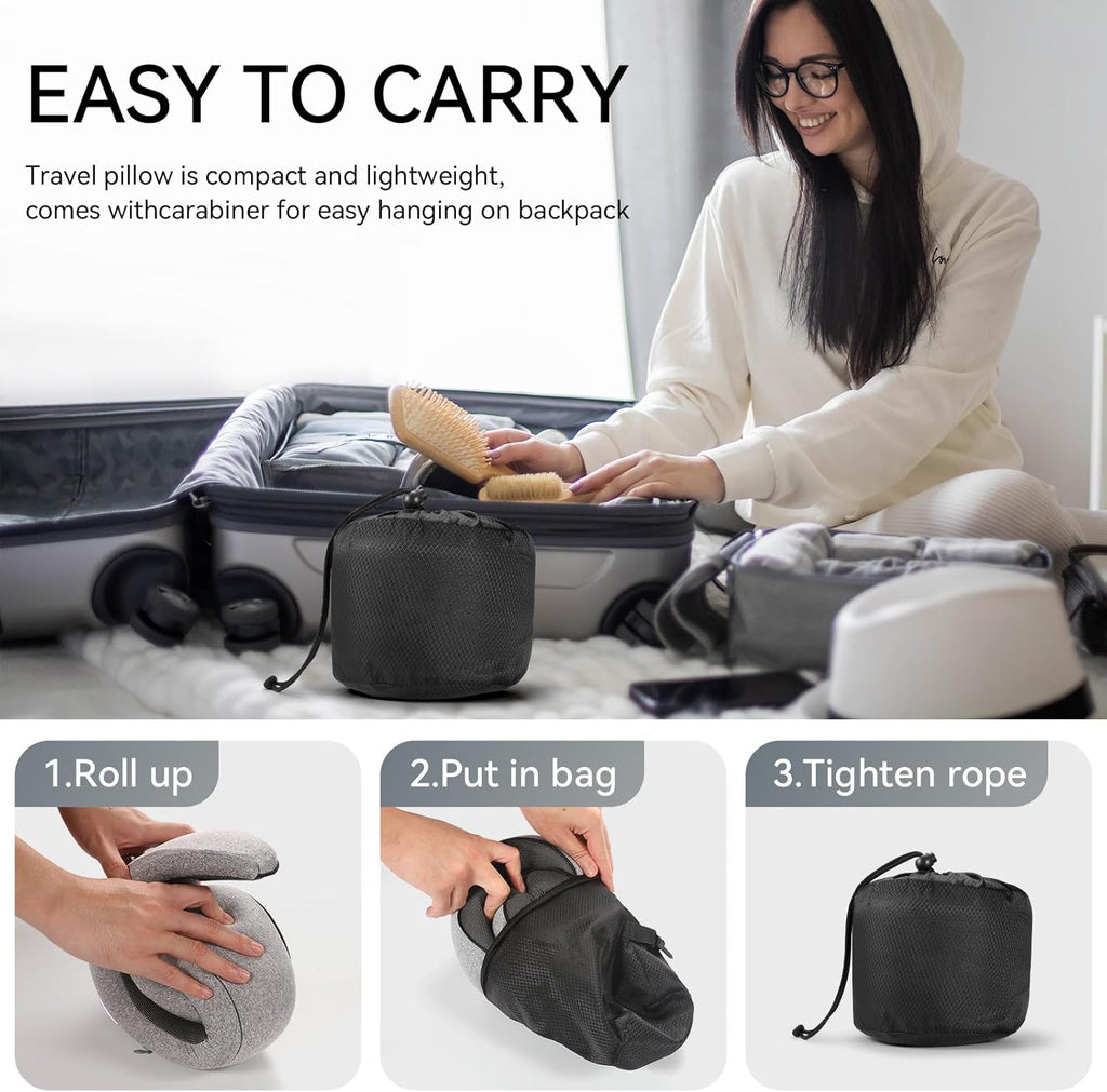 SZXYX Neck Travel Pillows - 100% Pure Memory Foam Neck Pillow for Airplanes, Comfortable Breathable Cover, 360° Support Stowable Pillows…