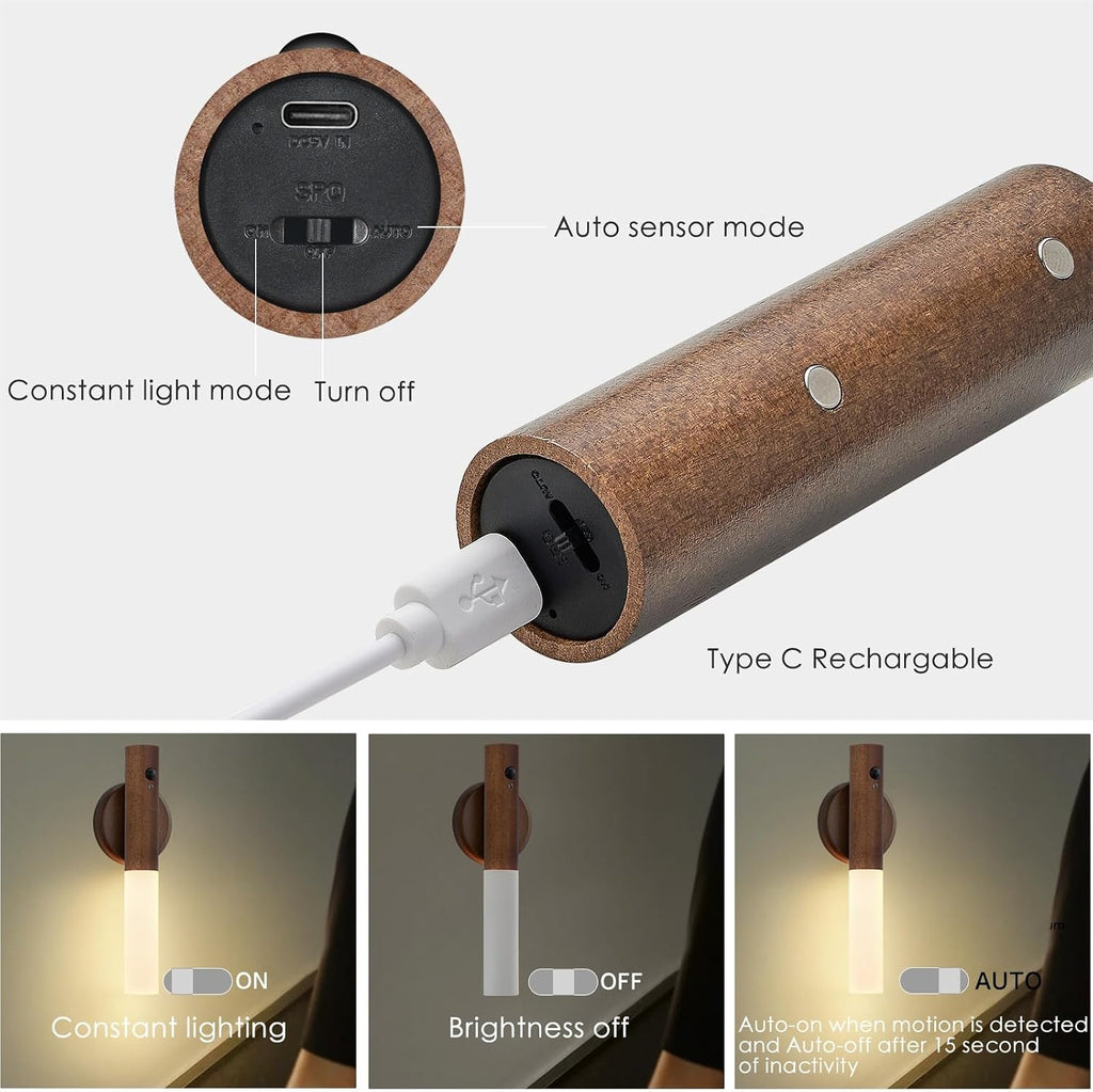 Montford Battery Operated Wall Sconces, Motion Sensor Night Light Magnetic Wall Light Rechargeable Wall Sconce, Peel and Stick Sconce…