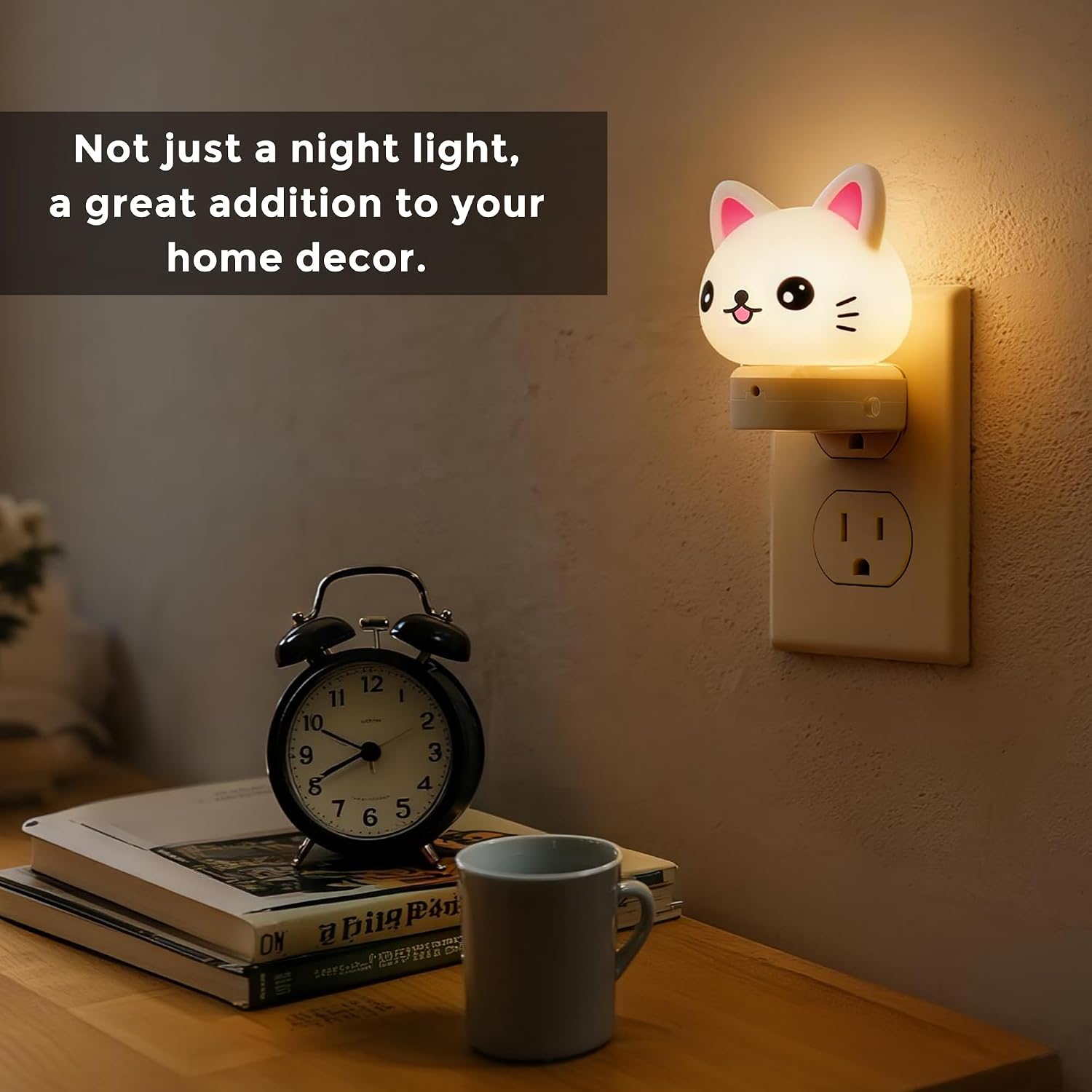 L LOHAS LED Plug in Night Light for Kids,2-Pack 3D Cute Cat Night Lights with Dusk to Dawn Sensor, RGB+Soft White 3000K Cat Night…
