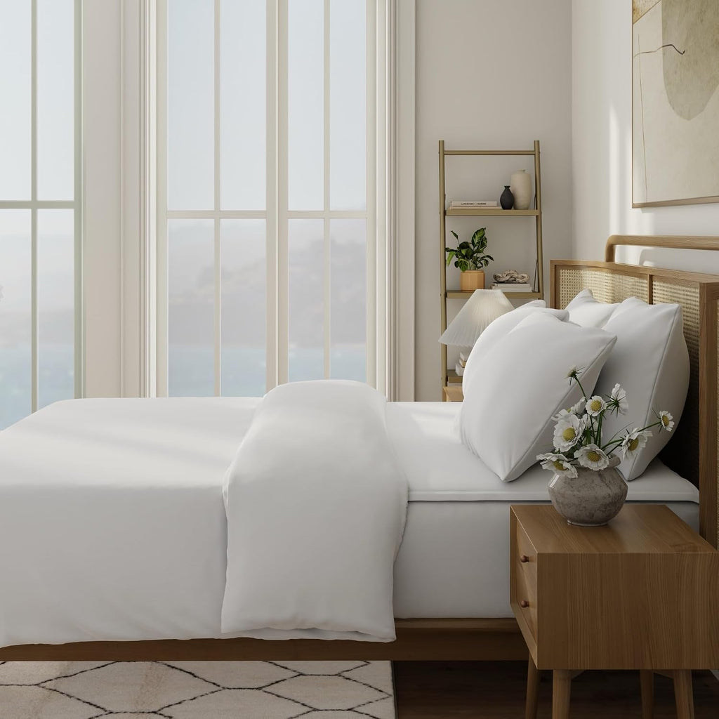 QuickZip Sateen Pillow Case King Size (20" X 39") Pillowcases, Set of 2, 100% Cotton Pillow Covers with Envelope Closure, White