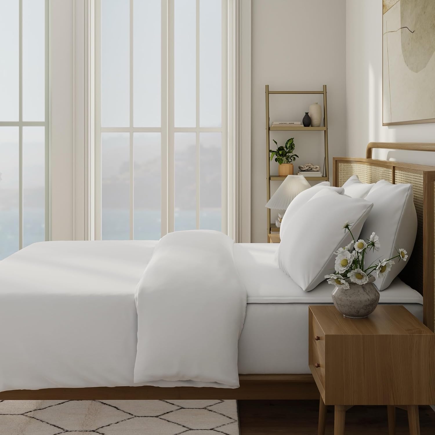 QuickZip Sateen Pillow Case King Size (20" X 39") Pillowcases, Set of 2, 100% Cotton Pillow Covers with Envelope Closure, White