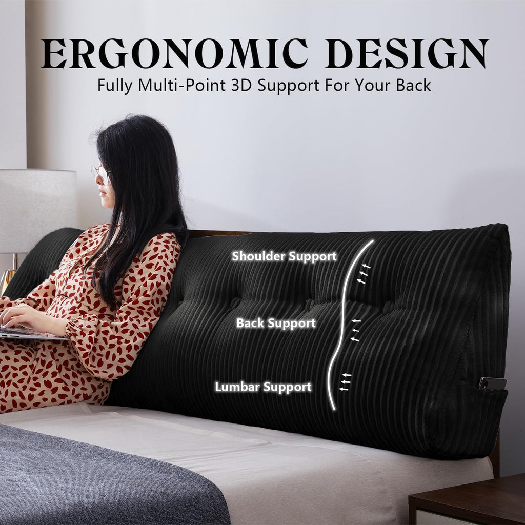 Sliguy Large Headboard Pillow, Headboard Wedge Pillow Bed Rest Reading Pillow Bolster Triangular for Sitting in Bed-Backrest Positioning Su…