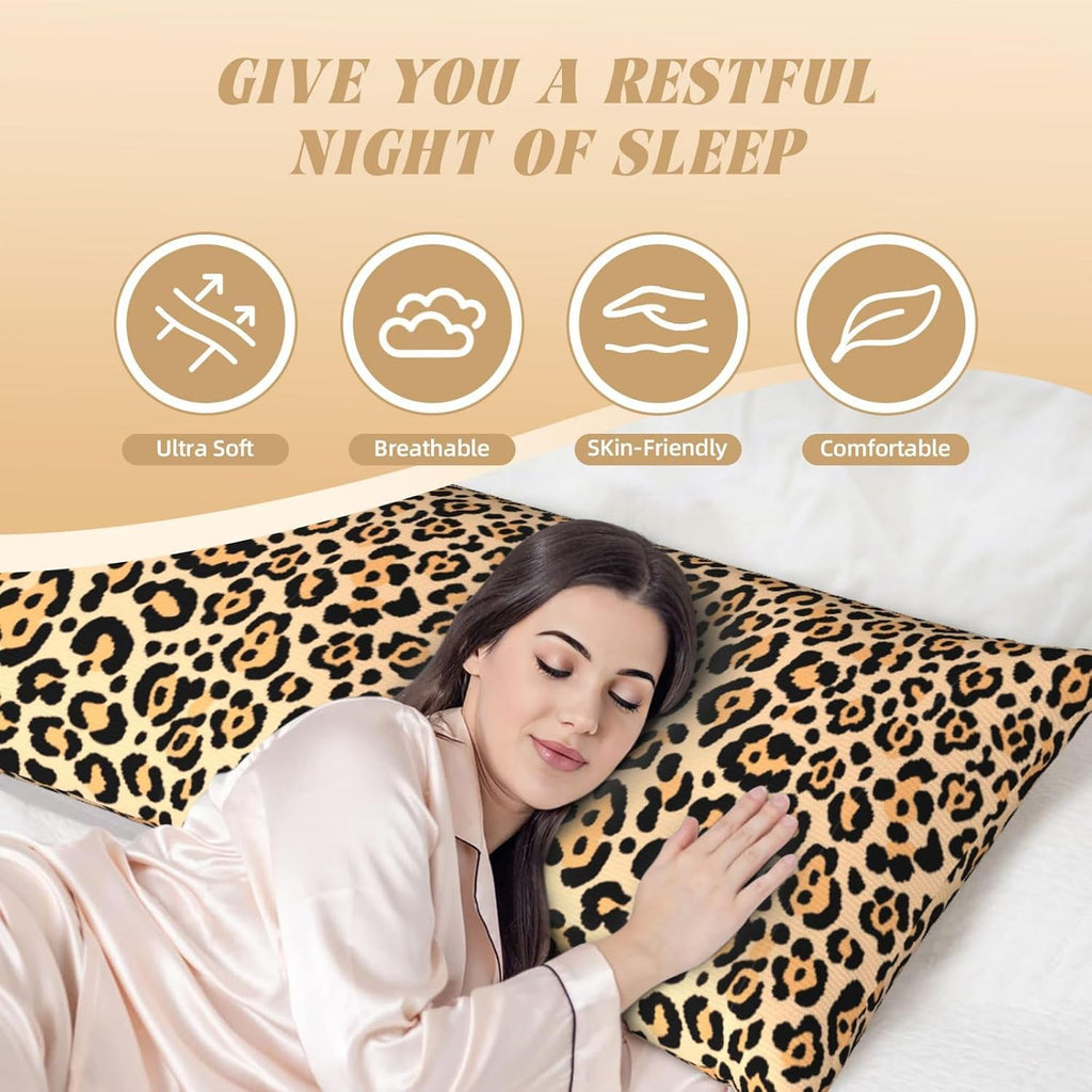 Sovvin Animal Leopard Print Body Pillow Cover Long Pillow Case with Zipper Decorative Soft Cushion Bedding Pillowcase for Couch Bedr…