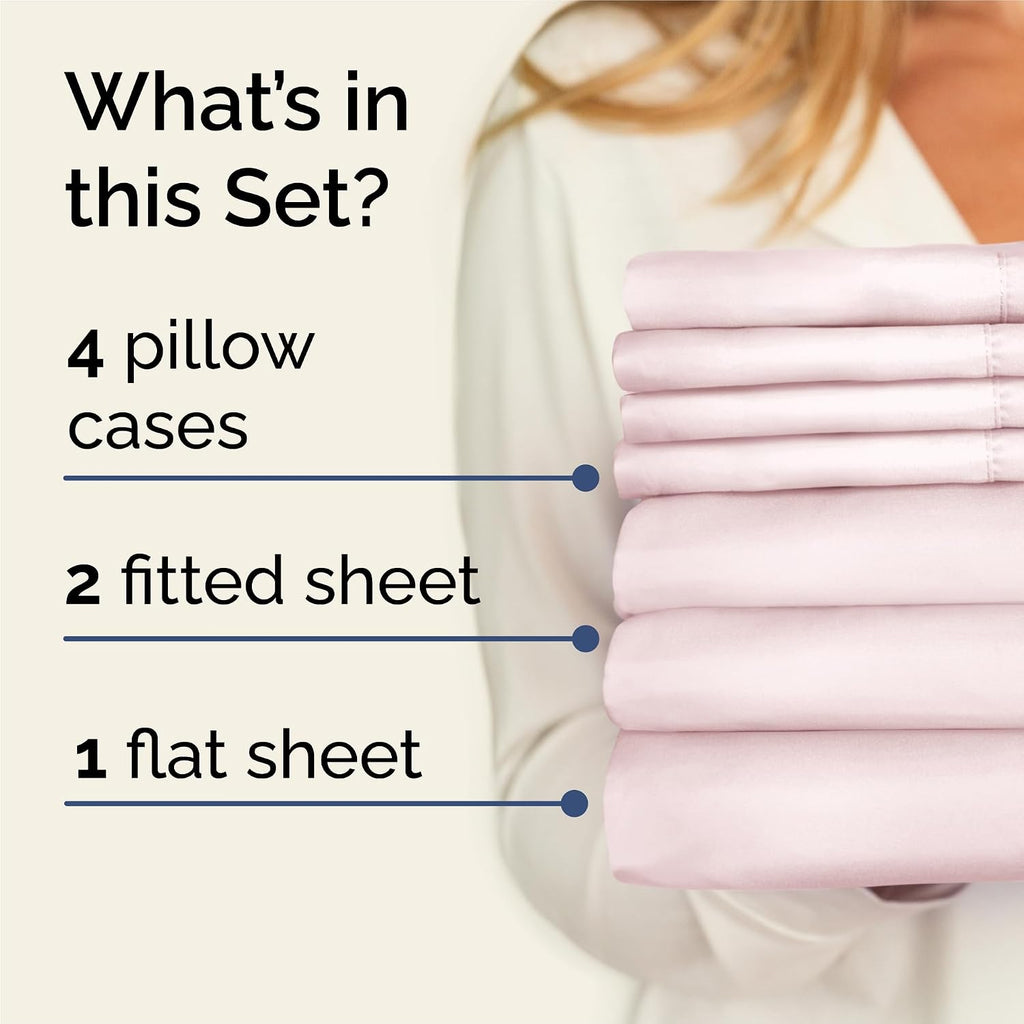 Split King 7 Piece Sheet Set - Comfy, Breathable & Cooling - Soft Hotel Luxury Bedding for Women, Men, Kids, Teens & Children - 1 Flat &…