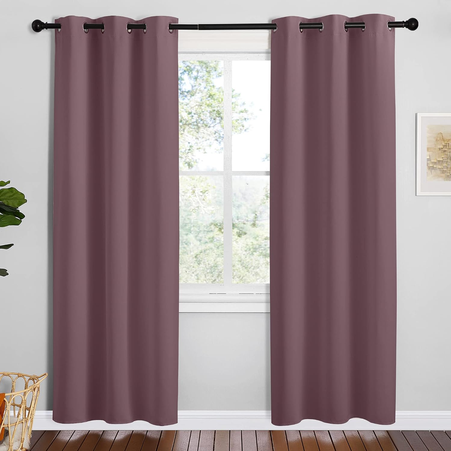 NICETOWN Dry Rose Room Darkening Curtains for Kitchen, Set of 2, 42 inches Wide by 78 inches Long, Window Treatment Thermal Insulated…
