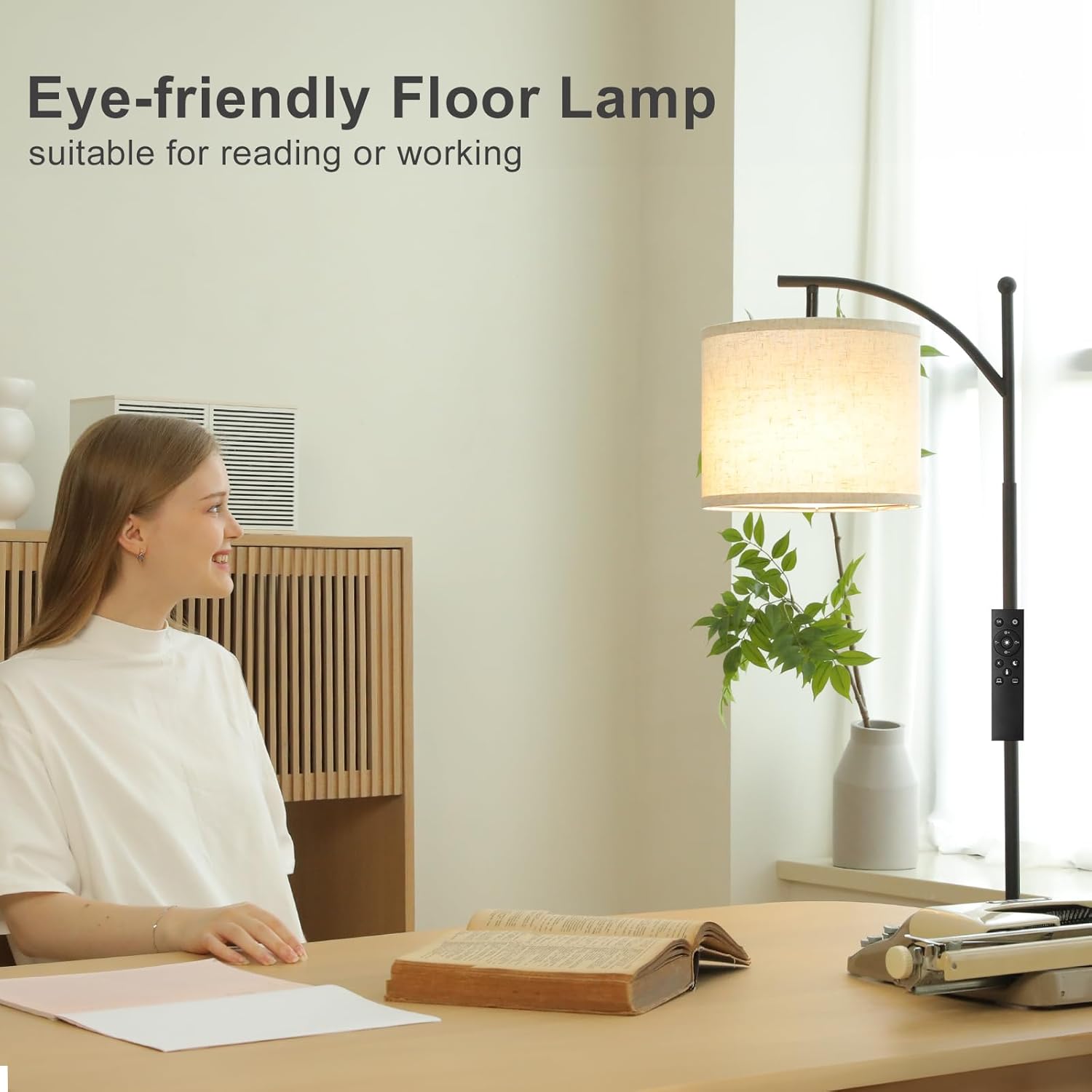 Ambimall 60" Floor Lamp with Remote Control and Stepless Dimmable Bulb, Colors Temperature & Brightness Adjustable, Modern Floor Lamps…