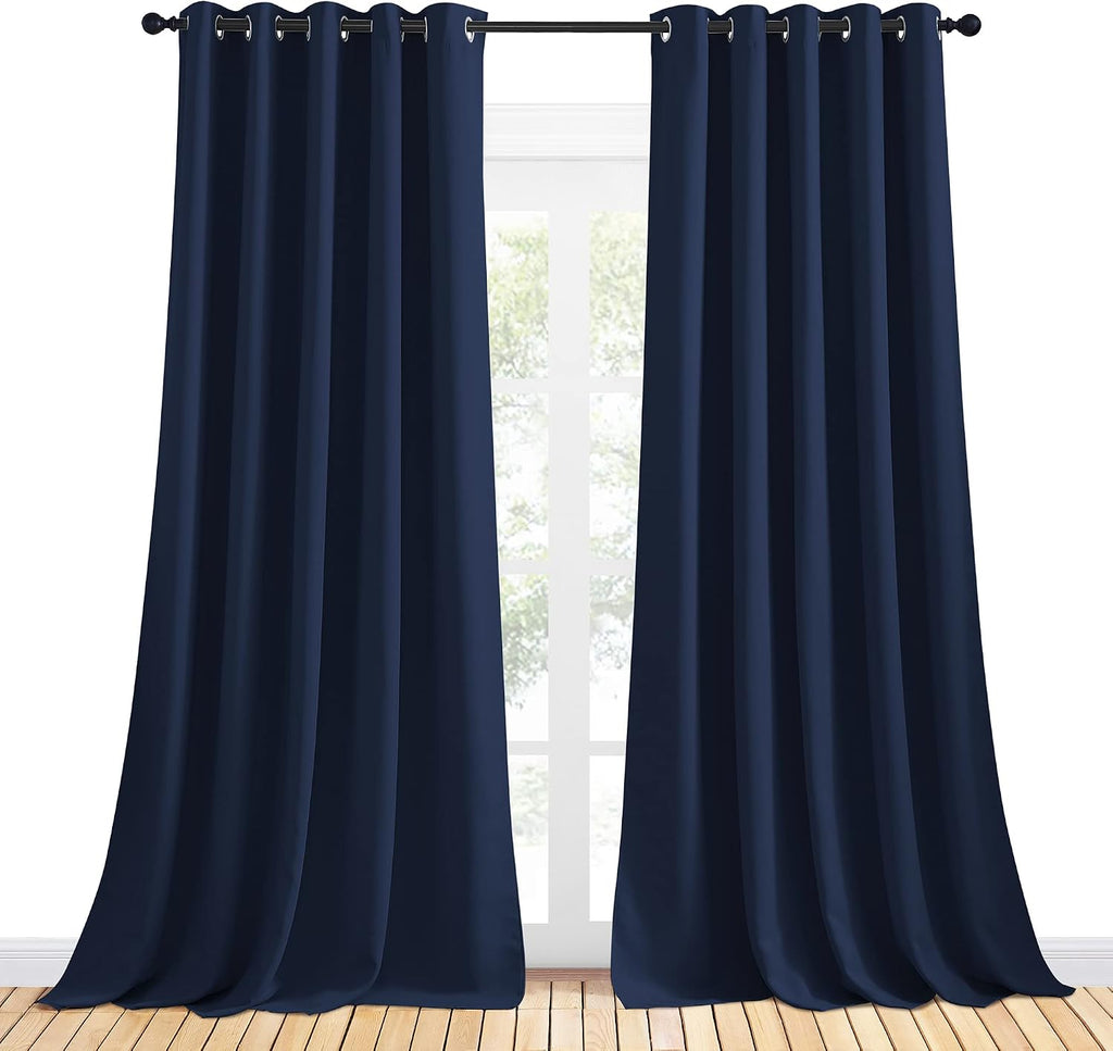 NICETOWN Blackout Draperies Curtains, All Season Thermal Insulated Solid Grommet Top Blackout Curtains/Drapes for Kid's Room (Navy, 1…