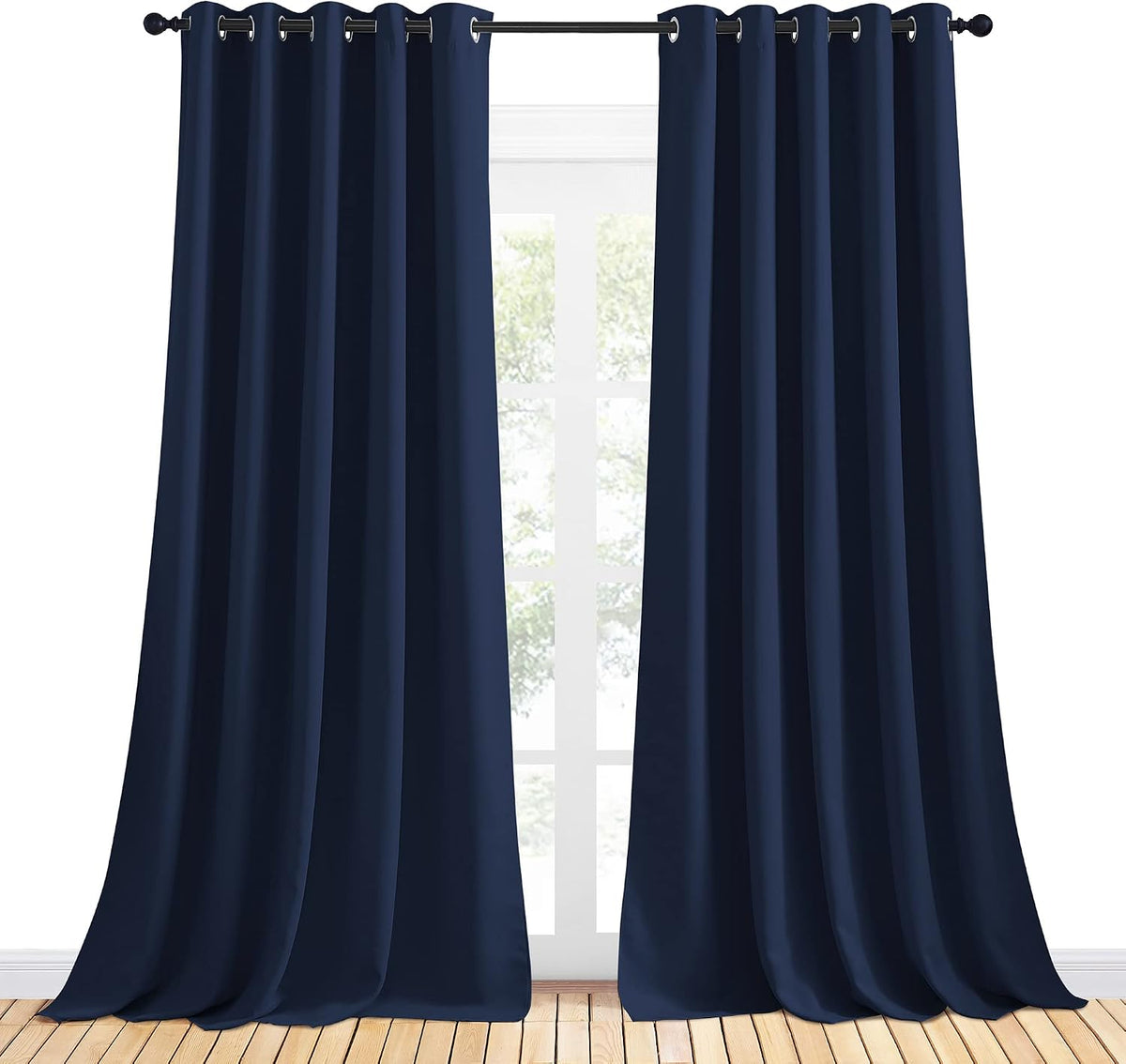 NICETOWN Blackout Draperies Curtains, All Season Thermal Insulated Solid Grommet Top Blackout Curtains/Drapes for Kid's Room (Navy, 1…