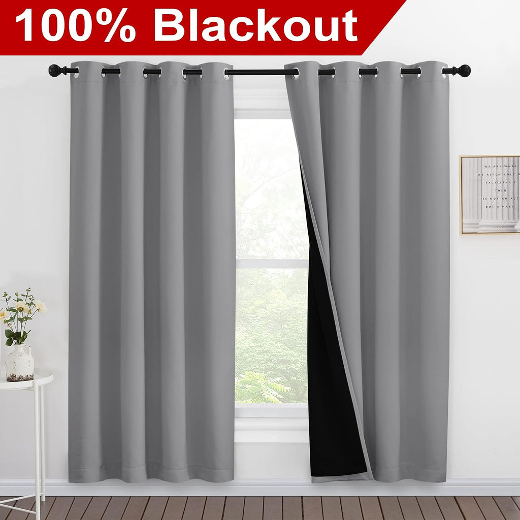 Nicetown Full Shade Curtain Panels, Pair of Energy Smart & Noise Blocking Out Blackout Drapes for Dining Room Window, Thermal Insulated Gue…