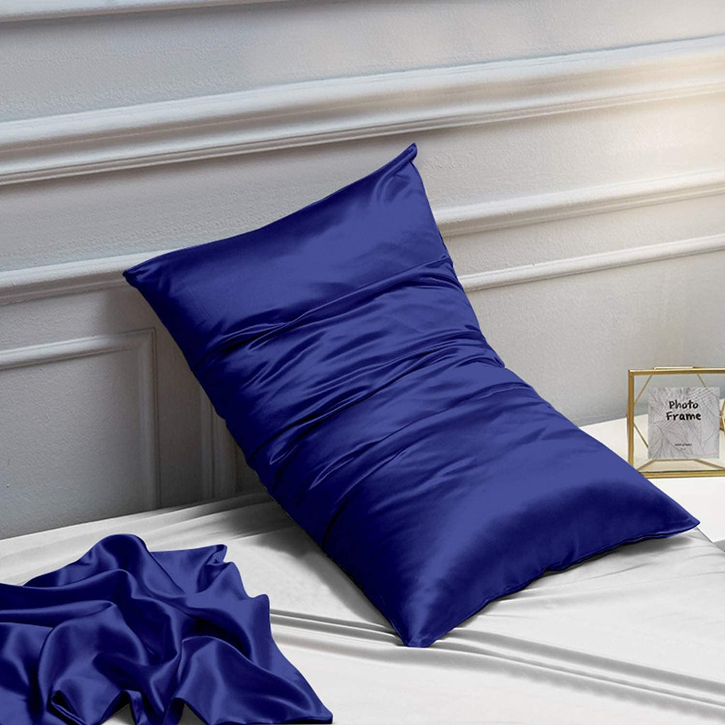 Ntbay 2 Pack Satin King Pillowcases for Hair and Skin, Luxurious and Silky Pillow Cases with Envelope Closure, 20x36 Inches, Navy Blue 2 Pa…