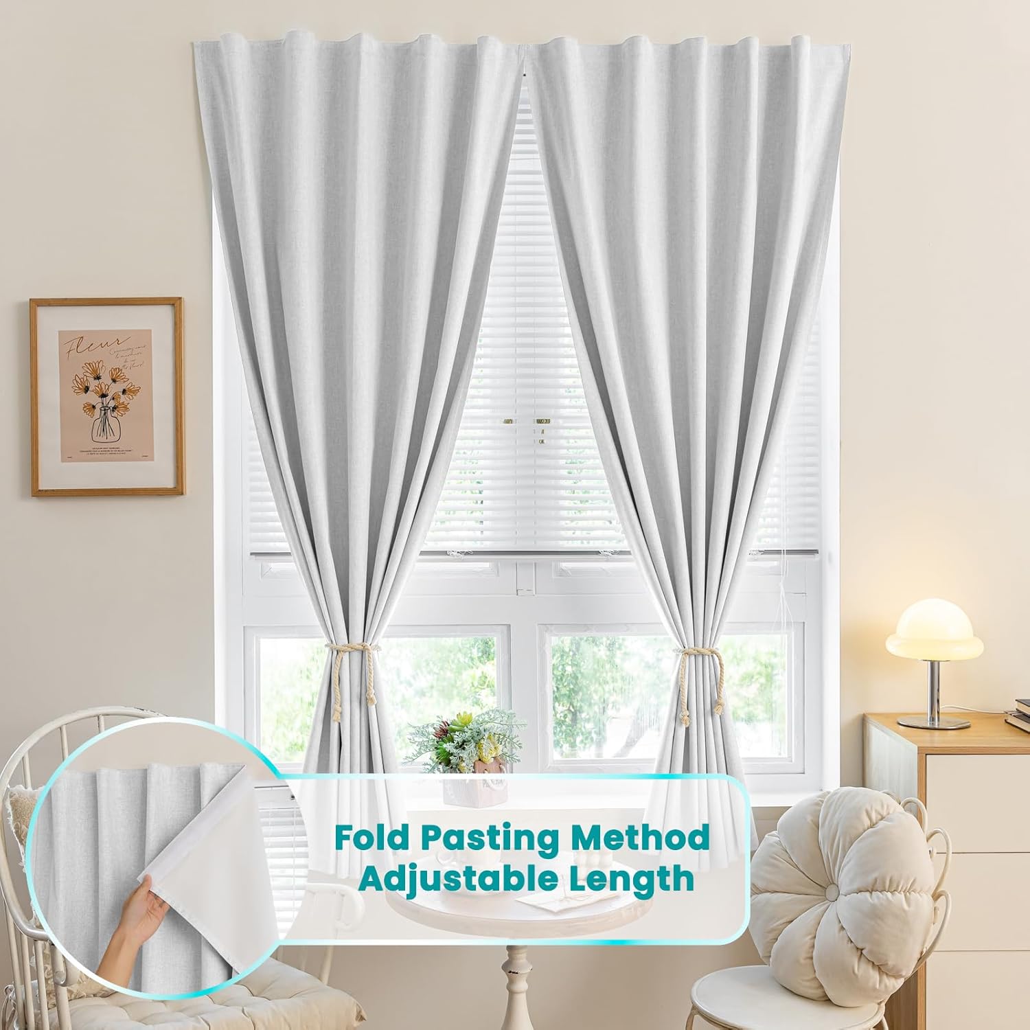 100% Self Adhesive Blackout Curtains- Stick on Curtains Shades Window Blinds Curtains No Rod Needed Easy to Hang Curtain, Use for…