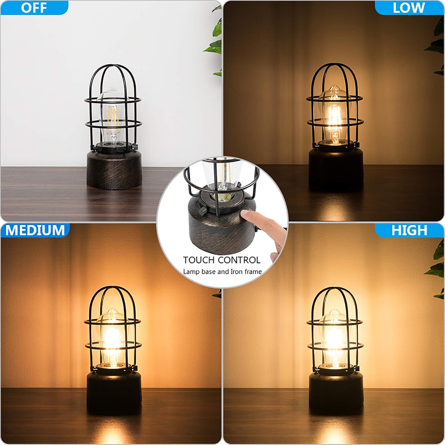 Haian Support Small Touch Table Lamp for Small Spaces - 3 Way Dimmable Industrial Bedside Lamp - Steampunk Antique Nightstand Desk for…
