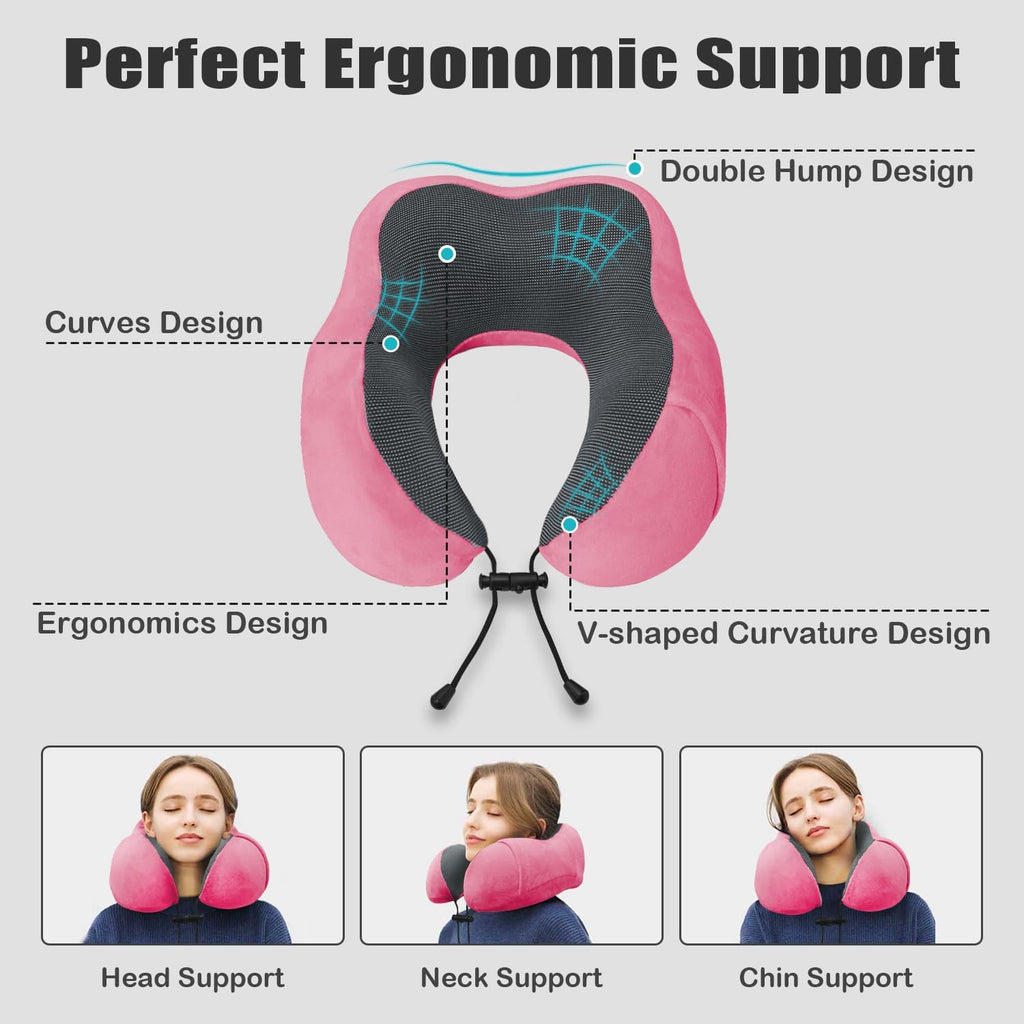 Elvodosia Travel Pillow, Memory Foam Neck Pillow for Traveling, U Shape Neck Pillow Airplane Portable Flight Pillow Travel Kit with…
