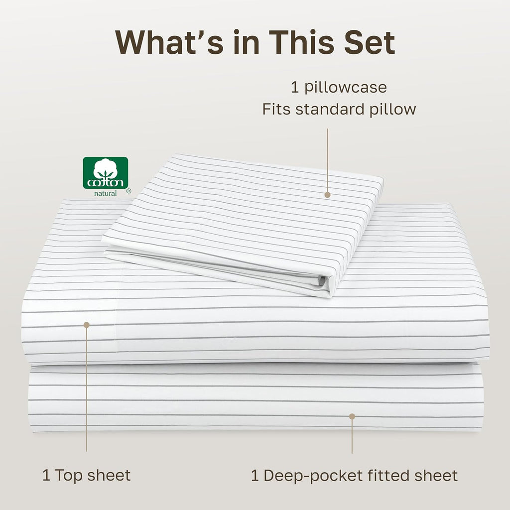 CaliforniaDesignDen California Design Den Soft 100% Cotton Twin Size Bed Sheets Set, 400 Thread Count Good Housekeeping Award Winner, Smoot…