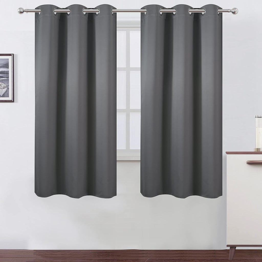 Lemomo Frost Grey Blackout Curtains 34 x 63 Inch Length/Set of 2 Curtain Panels/Thermal Insulated Room Darkening Blackout Curtains for Bedr…