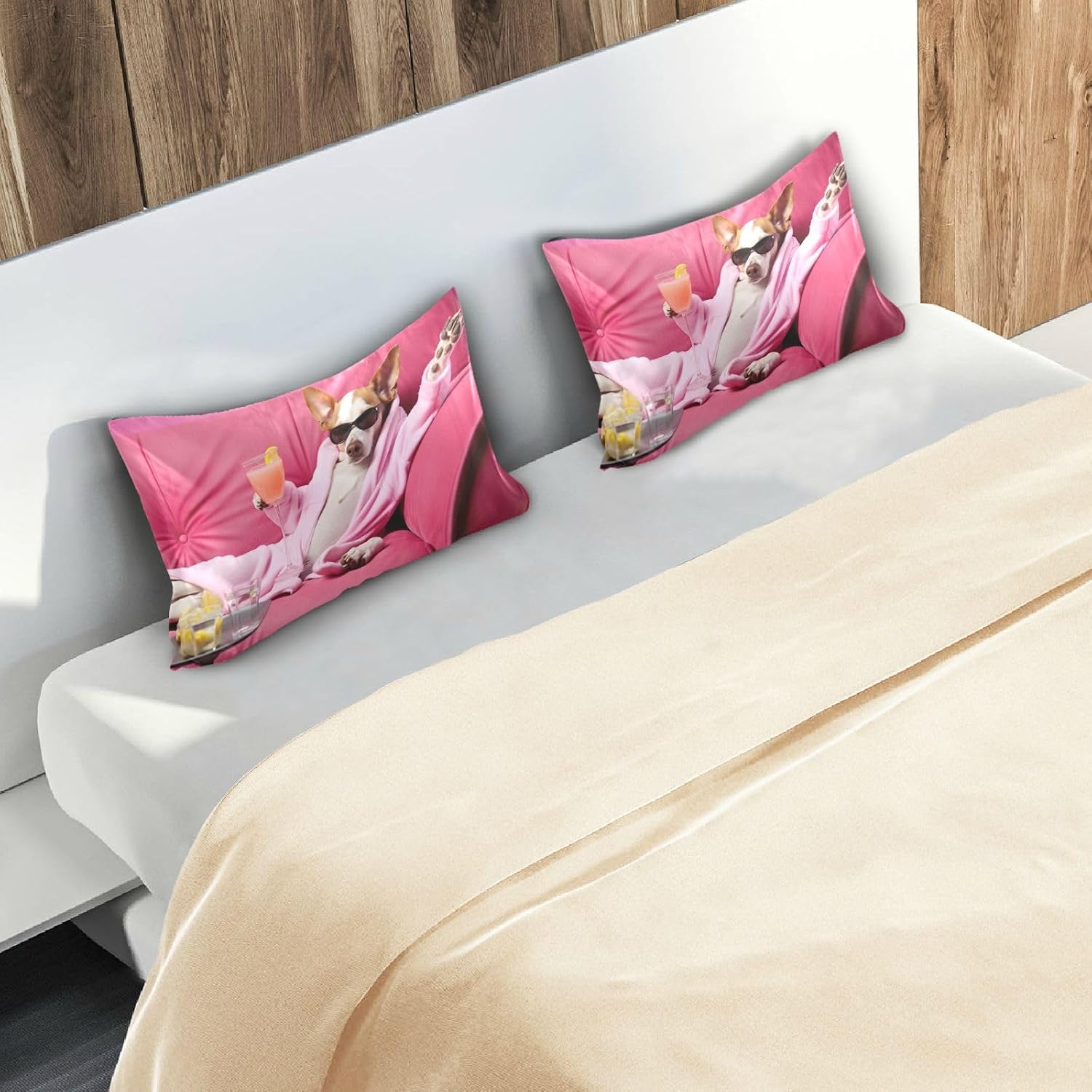 YETTASBIN Relaxing Dog Satin Pillowcase, Soft Breathable Silk Pillow Case with Envelope Closure for Hair and Skin, Queen Size 30 x 20 Inch