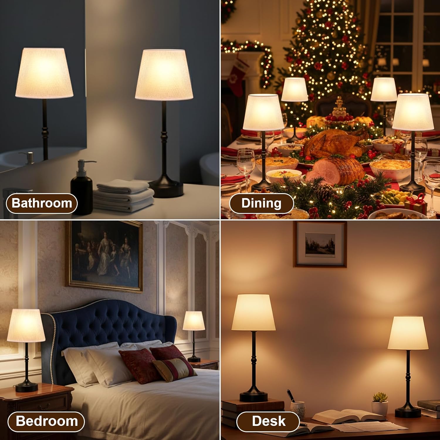 Swinerton Cordless Lamp Rechargeable LED Table Lamp, 5000mAh Battery Operated, 3 Level Brightness, Portable Night Bedside Lamp, Ambient…