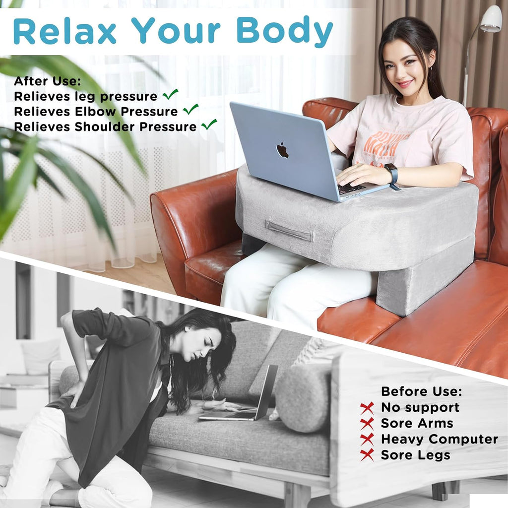 Soft Reading Pillow - Arm Rest Lap Desk Pillow for Adult - Premium Foam Bed Rest Pillow for Reading Working Playing Game or Sitting in…