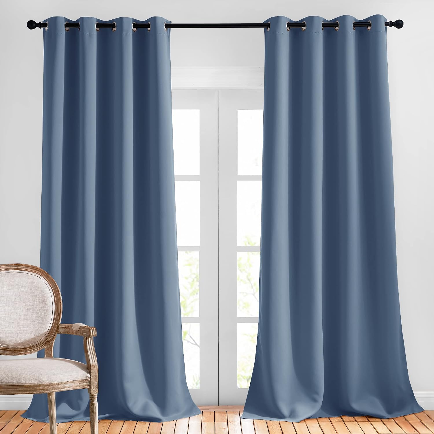 Nicetown Light Blocking Curtains and Drapes Extra Long 120" - Grommet Room Darkening Thermal Insulated Solid Grommet Window Treatment for H…