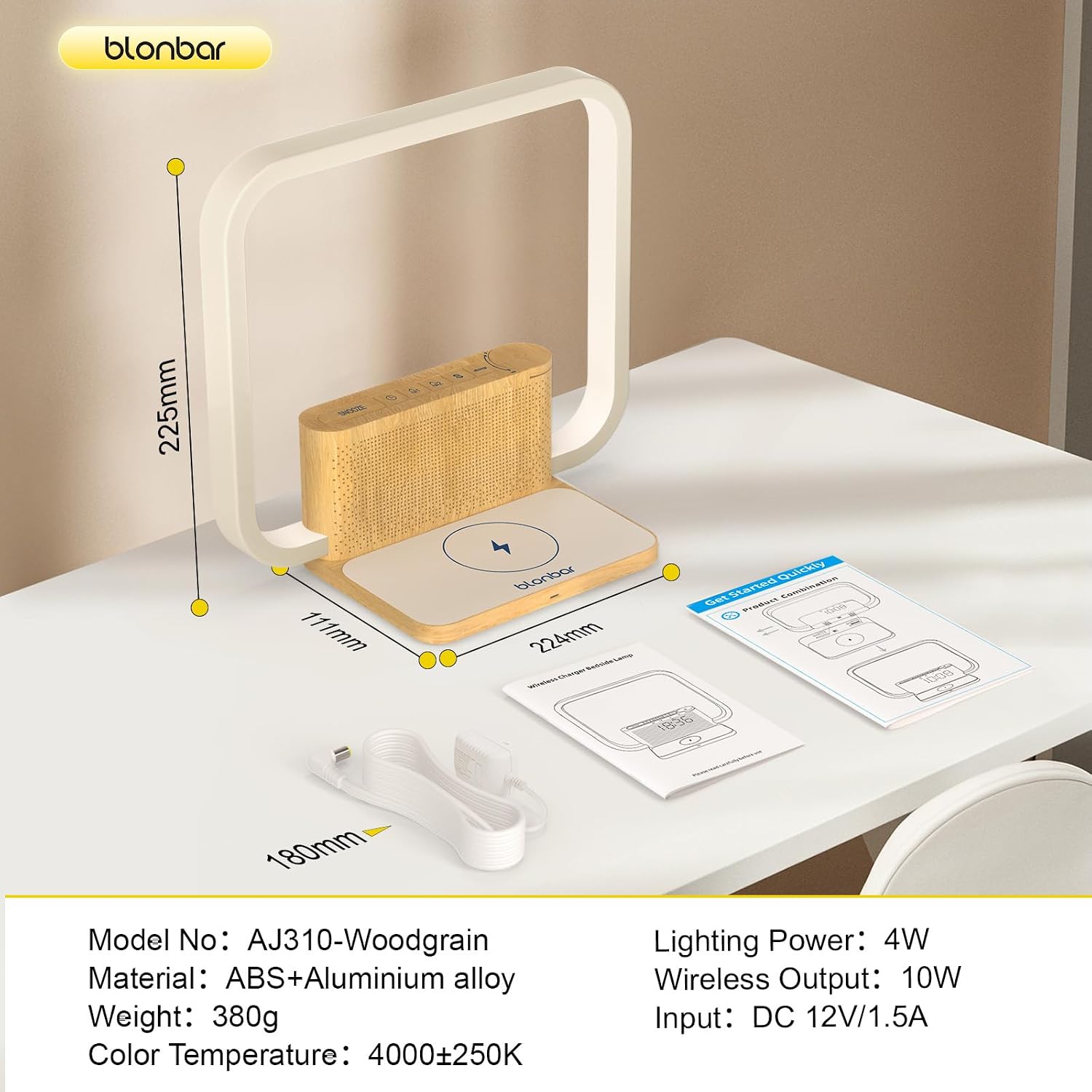 Sunrise Alarm Clock with Wireless Charging Desk Touch Lamp 3 Level Dimmable Wake-up Light Bedside Lamps for Bedroom Living Room, Sunrise…