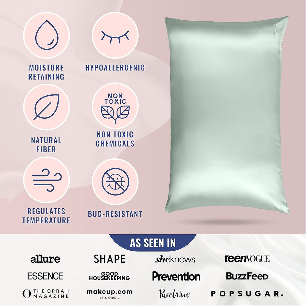 Blissy Silk Pillowcase - 100% Pure Mulberry Silk - 22 Momme 6A High-Grade Fibers - Silk Pillow Cover for Hair & Skin - Regular, Queen &…