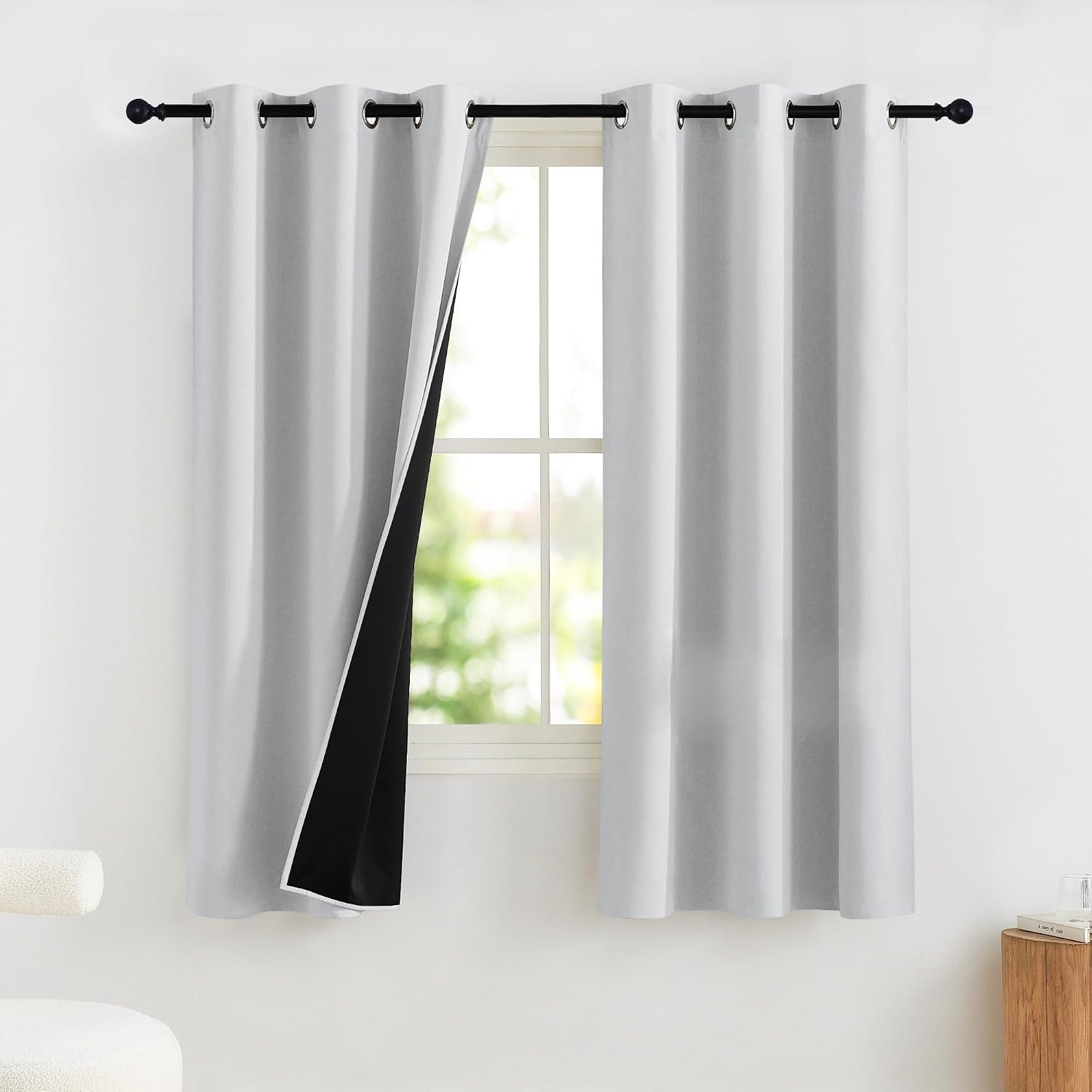 NICETOWN 100% Blackout Short Curtains for Bedroom 63 Inches Long, Grommet Top Living Room Drapes, Thermal Insulated Blackout Curtains 2…