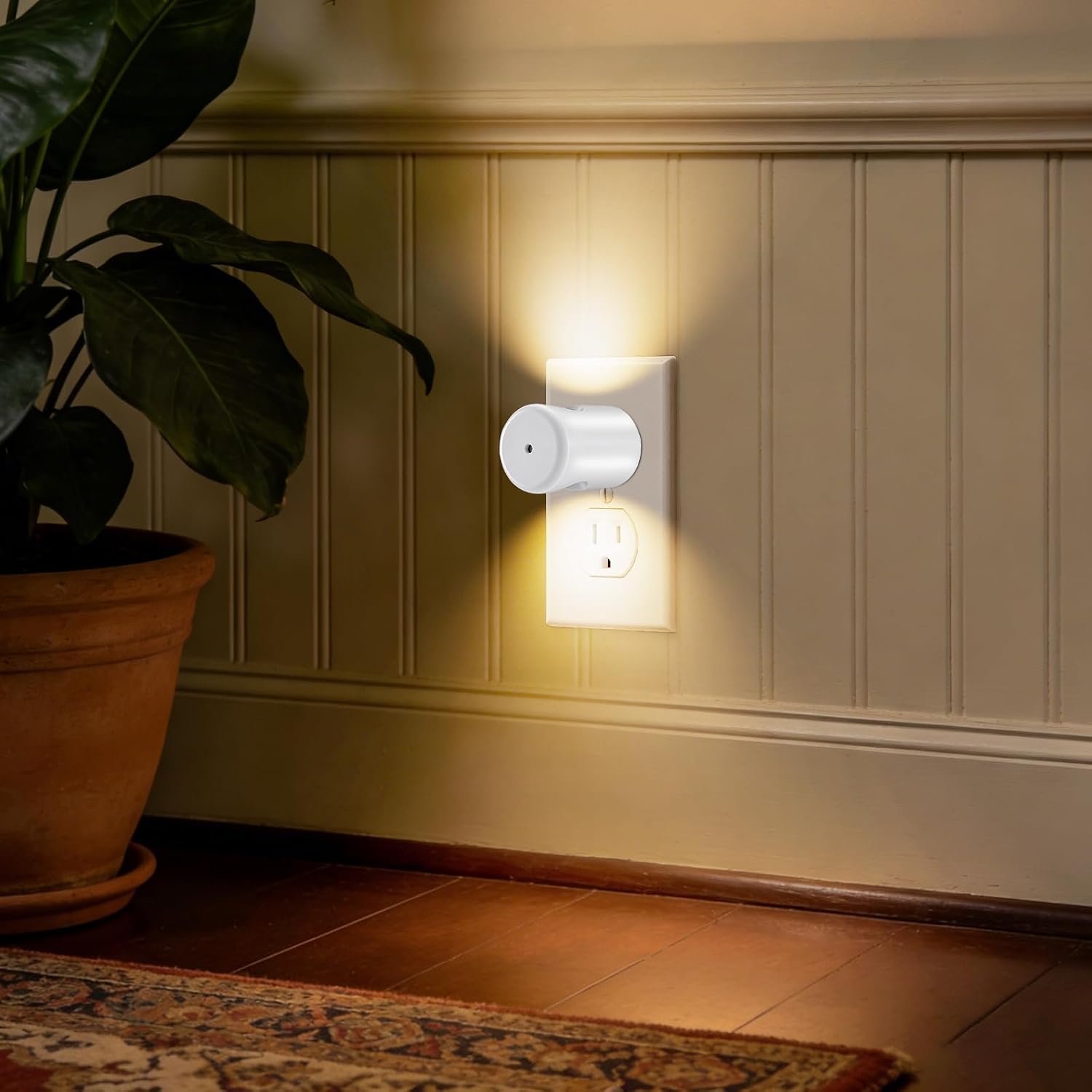 4-Pack Motion Sensor Night Light, Plug-in Wall LED Nightlight with Dusk to Dawn Sensor, Auto On/Off, 2700K Warm White 100 Lumens…