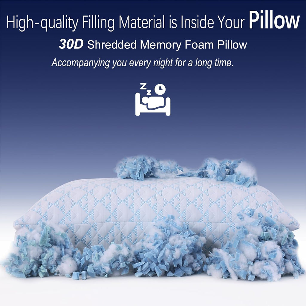 GYlongFA Memory Foam Pillows 2 Pack:Adjustable Loft Bed Pillows Queen Size Set of 2 for Sleeping, Removable, Supportive & Breathable…