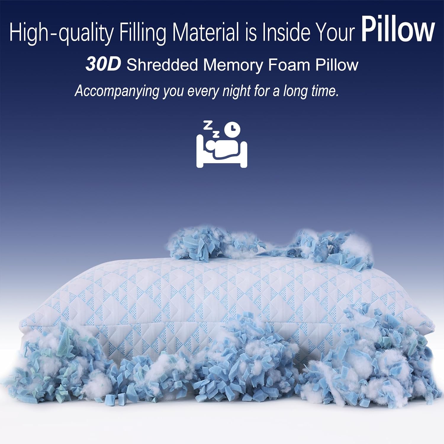 GYlongFA Memory Foam Pillows 2 Pack:Adjustable Loft Bed Pillows King Size Set of 2 for Sleeping, Removable, Supportive & Breathable…