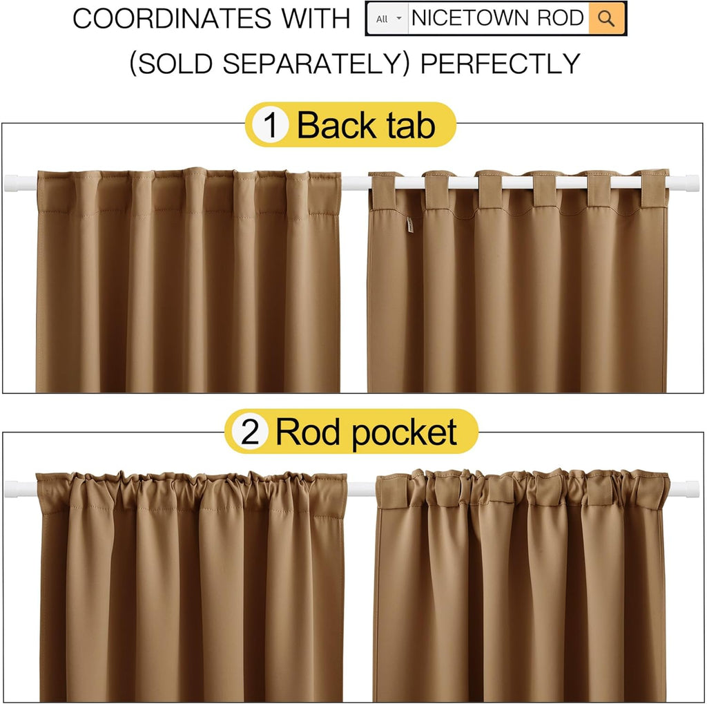 NICETOWN Blackout Window Curtains for Camper - (Gold Brown Color) 42x40 Inch, 2 Panels Set, Thermal Insulated Room Darkening Blackout…