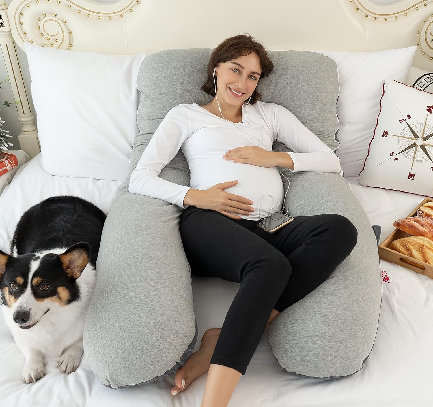 Meiz Pregnancy Pillows Cooling, Pregnancy Pillow U Shaped, Full Body Pillow and Maternity Pillow for Support Neck/Back/Legs with Pregnancy…