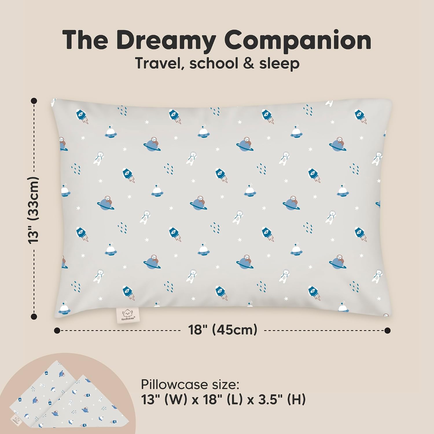 Toddler Pillow with Pillowcase - 13x18 My Little Dreamy Kids Travel Bed Pillows for Sleeping, Organic Cotton Small Pillowcase, Soft &…