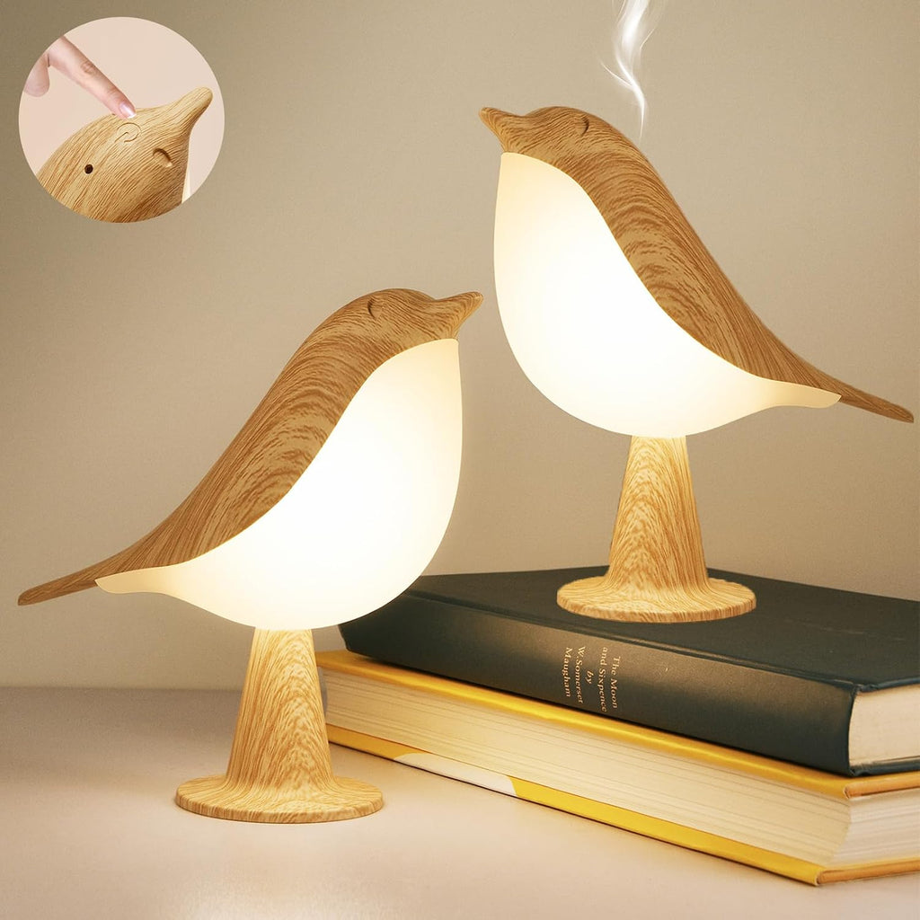 Deogos 2 Cute Bird Table Lamps Combo, Rechargeable Cordless Lamp with 3 Color Temperature and Adjustable Brightness, Small Desk Lights for…